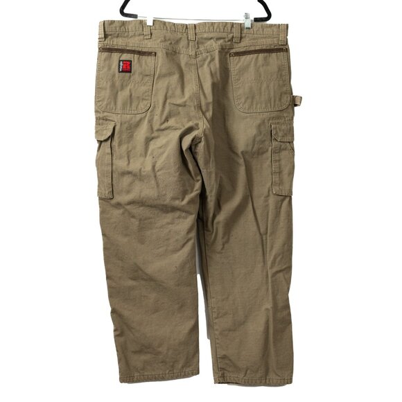 Wrangler Riggs Workwear Flannel Lined Pant Khaki Carpenter Mens Size 44x30 - Picture 3 of 6